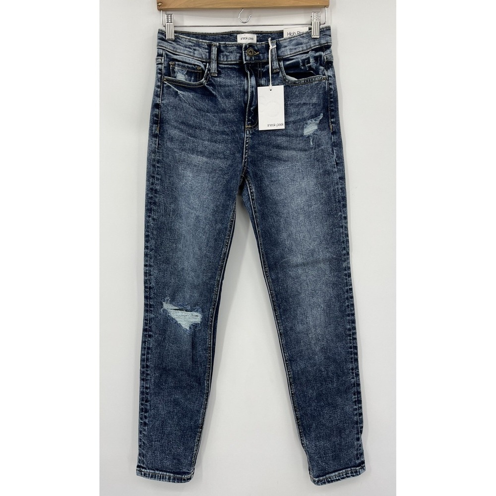 NWT Sneak Peek Women's High Rise Skinny Stretch Acid Wash Jeans Size 3/26